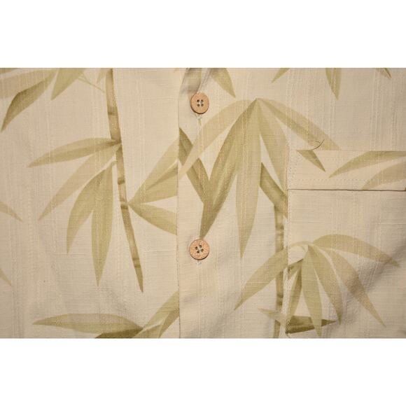 JAMAICA JAXX $98 Bamboo Print Silk Hawaiian Camp Shirt Button Down Men's‎ Medium - Picture 3 of 5